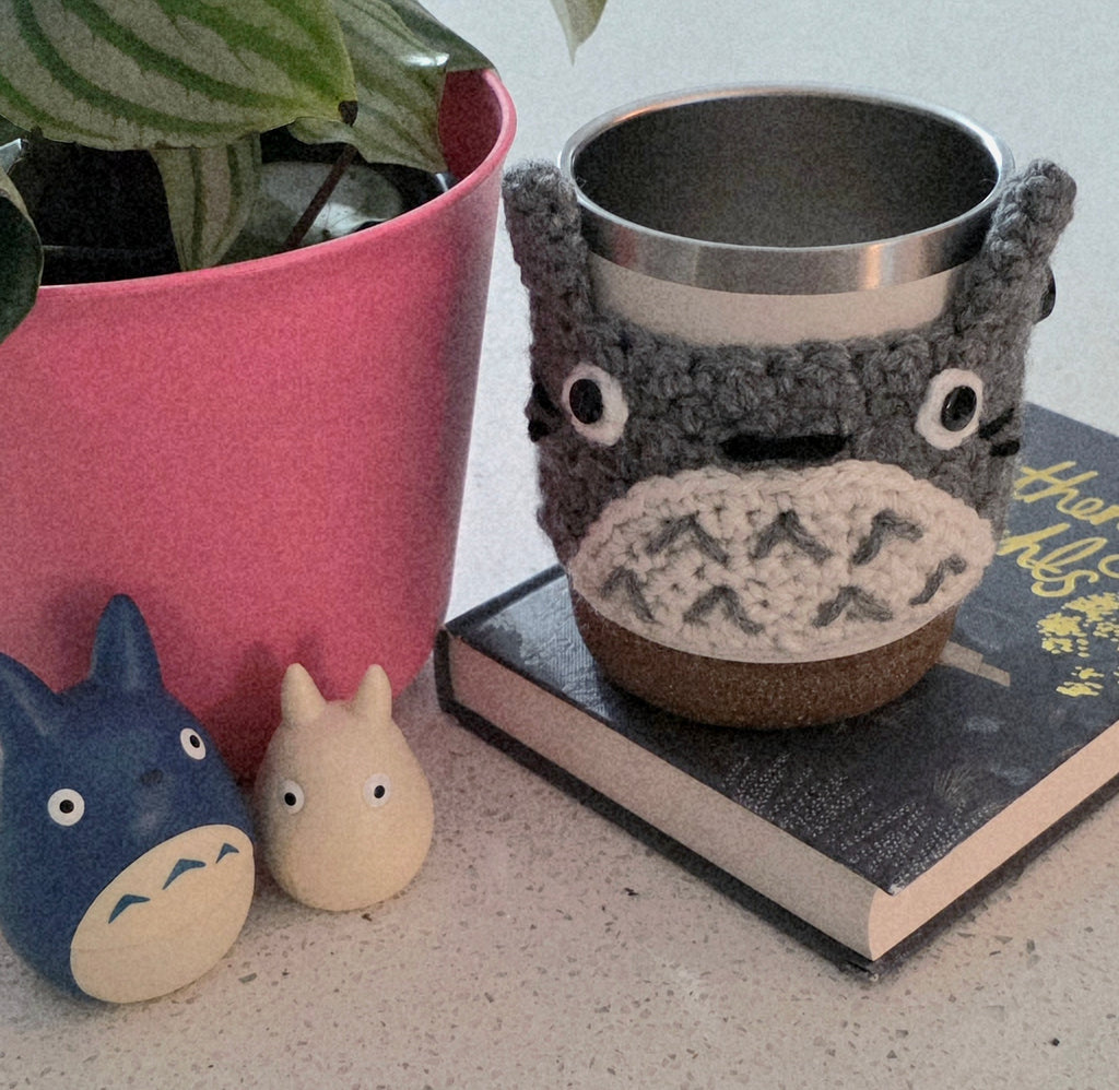 Totoro Crochet Coffee & Tea Mug Cozy Sleeve - Keep Coffee Hot, Not Your Hands!