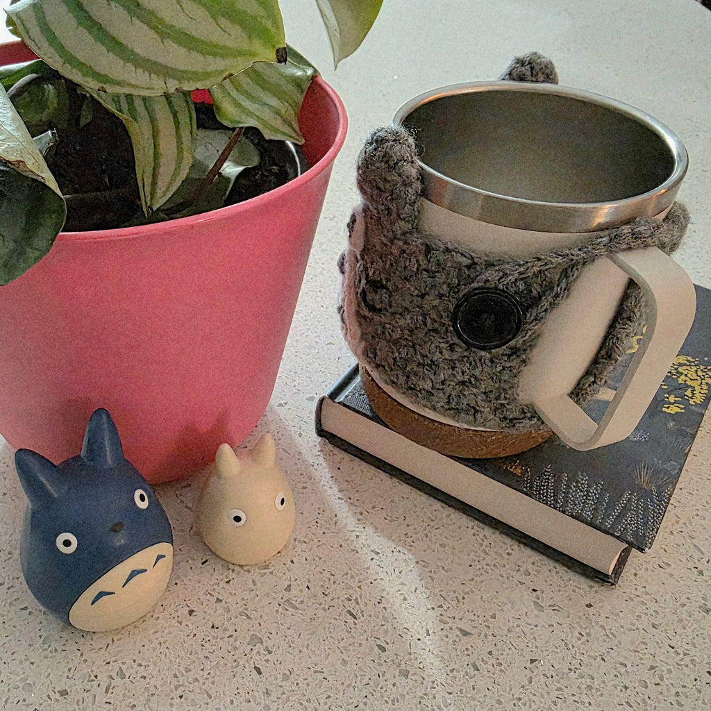 Totoro Crochet Coffee & Tea Mug Cozy Sleeve - Keep Coffee Hot, Not Your Hands!