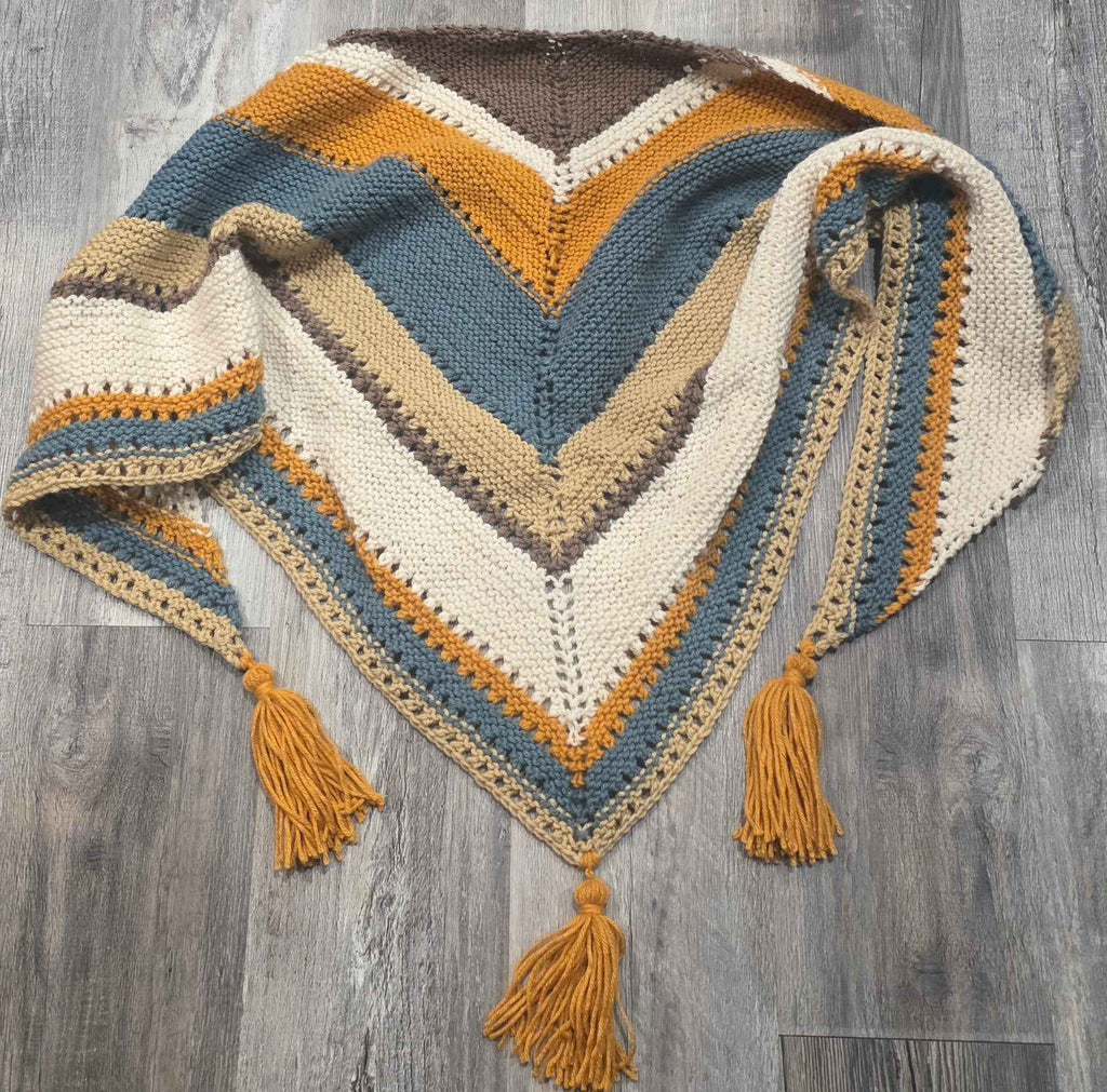 Cozy Coffee Shop Shawl - Oversized Multi-Colored Triangle Scarf