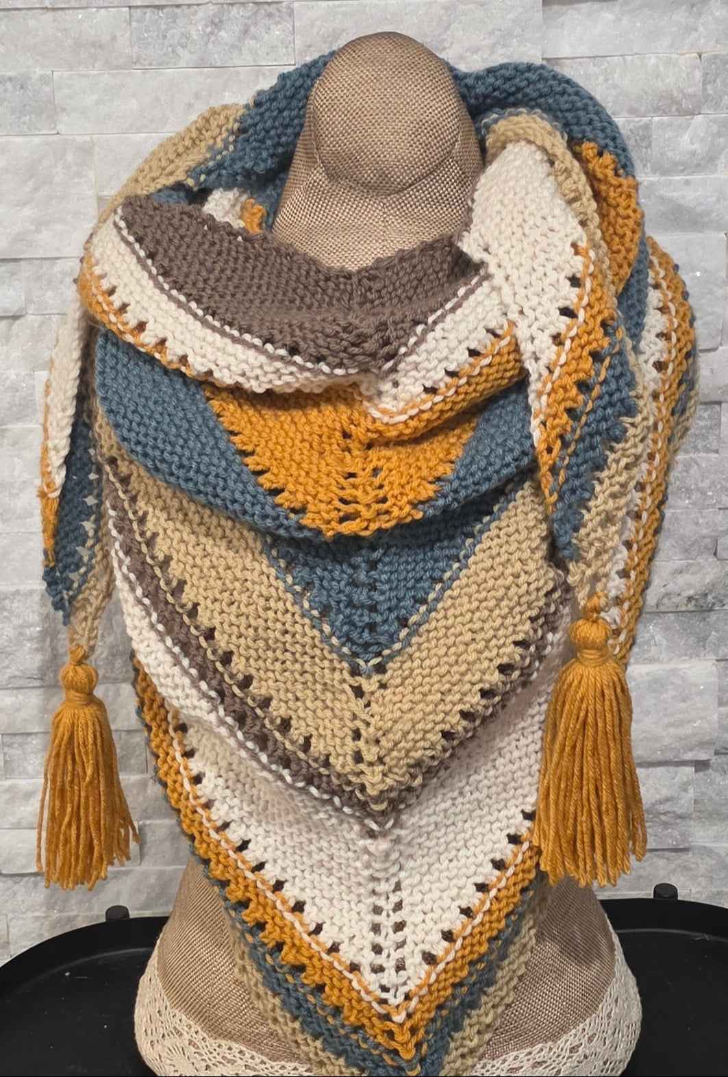 Cozy Coffee Shop Shawl - Oversized Multi-Colored Triangle Scarf