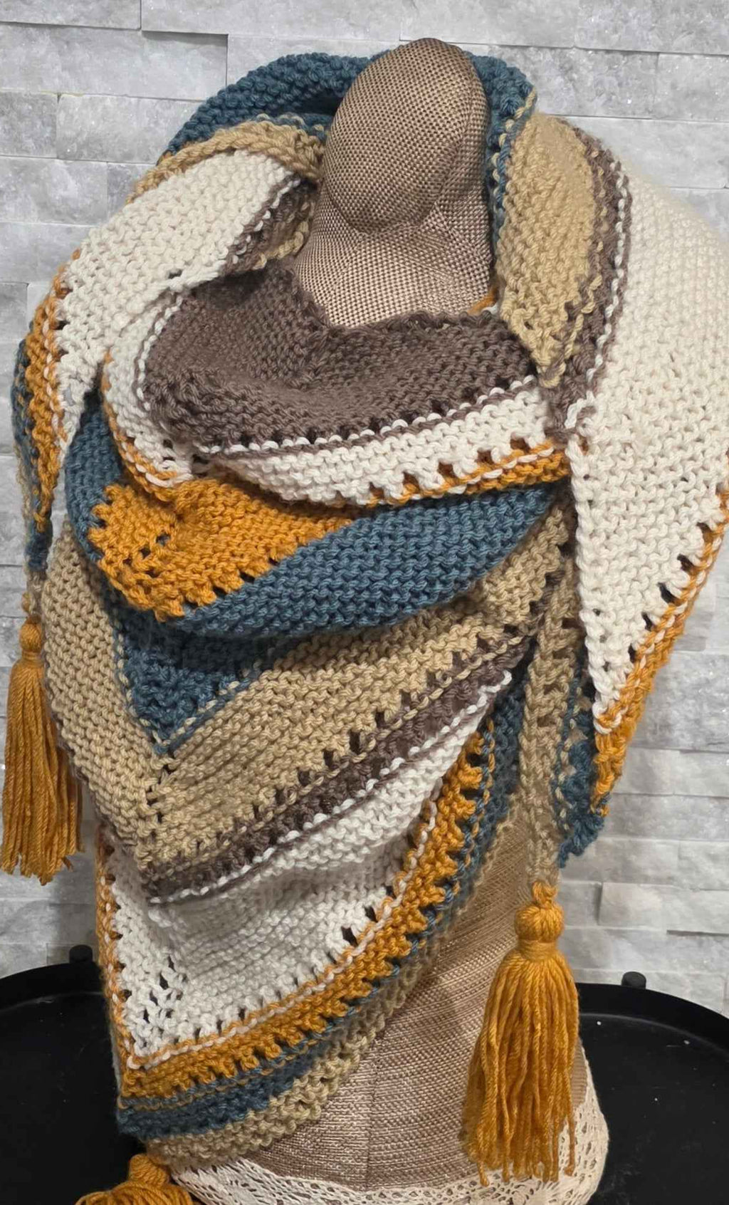 Cozy Coffee Shop Shawl - Oversized Multi-Colored Triangle Scarf