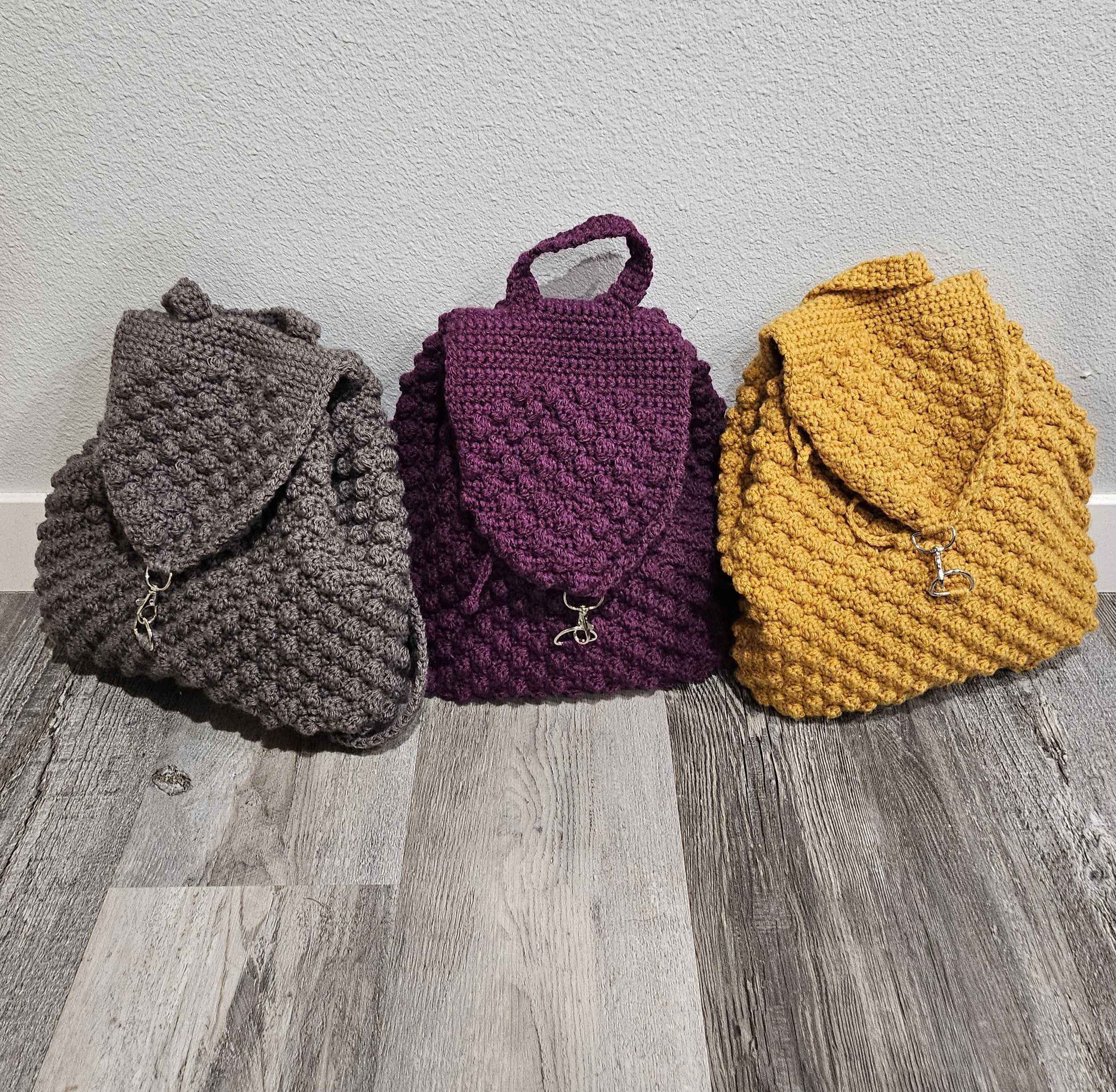 Crochet Backpack Purse - Textured Weave - Great Vibe