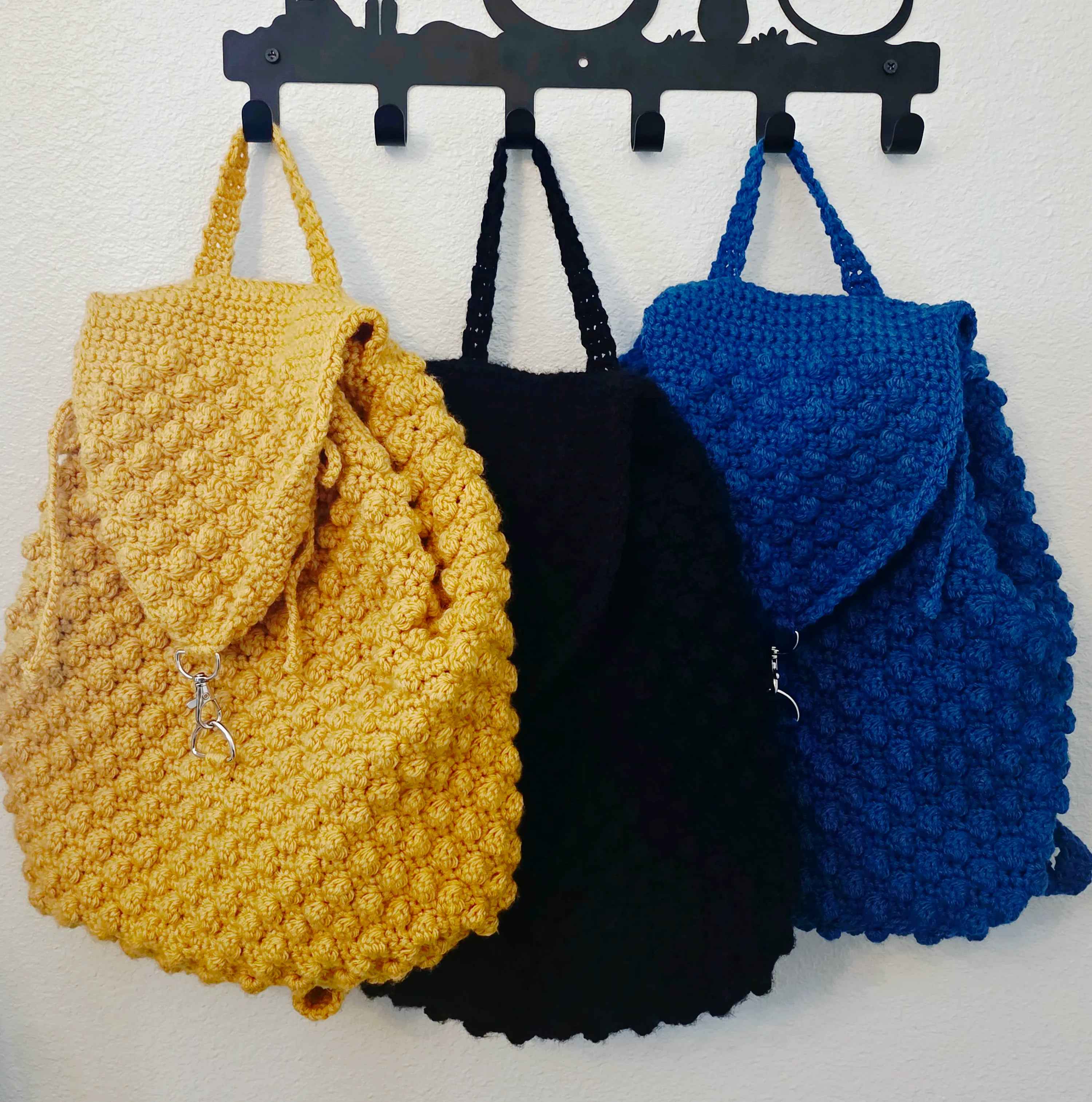 Crochet Backpack Purse - Textured Weave - Great Vibe