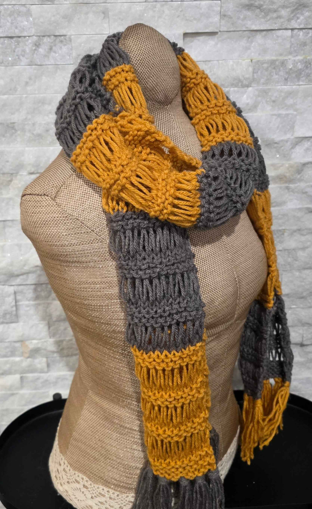 Go-Team - Extra Long Color Block Striped Scarf