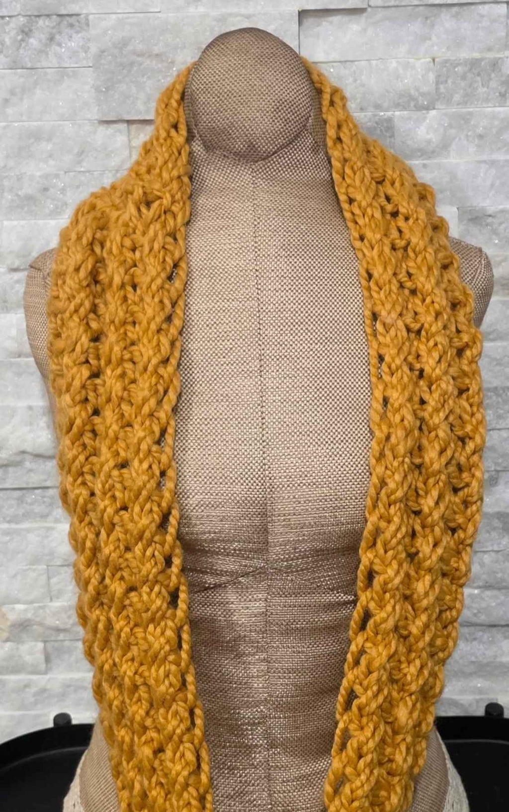 Hand Knit Infinity Scarf For A Sunny Winter Day - Cable Stitch Pattern