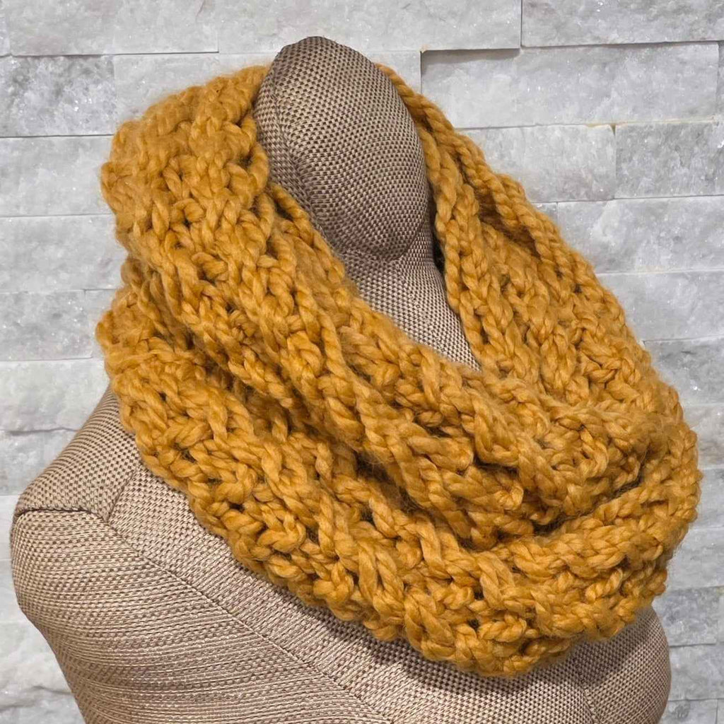 Hand Knit Infinity Scarf For A Sunny Winter Day - Cable Stitch Pattern