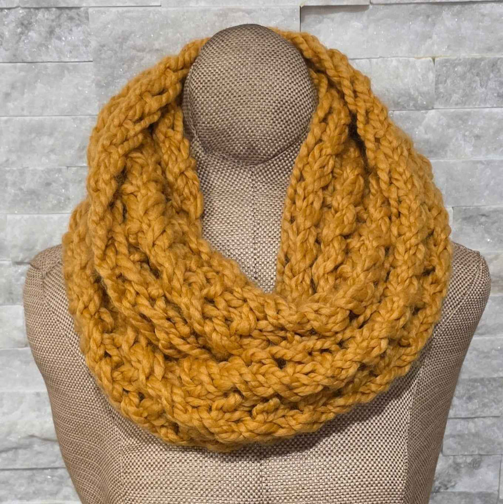 Hand Knit Infinity Scarf For A Sunny Winter Day - Cable Stitch Pattern