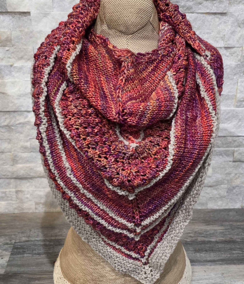 Pink & Grey Triangle Scarf: Oversized Scarf/Wrap