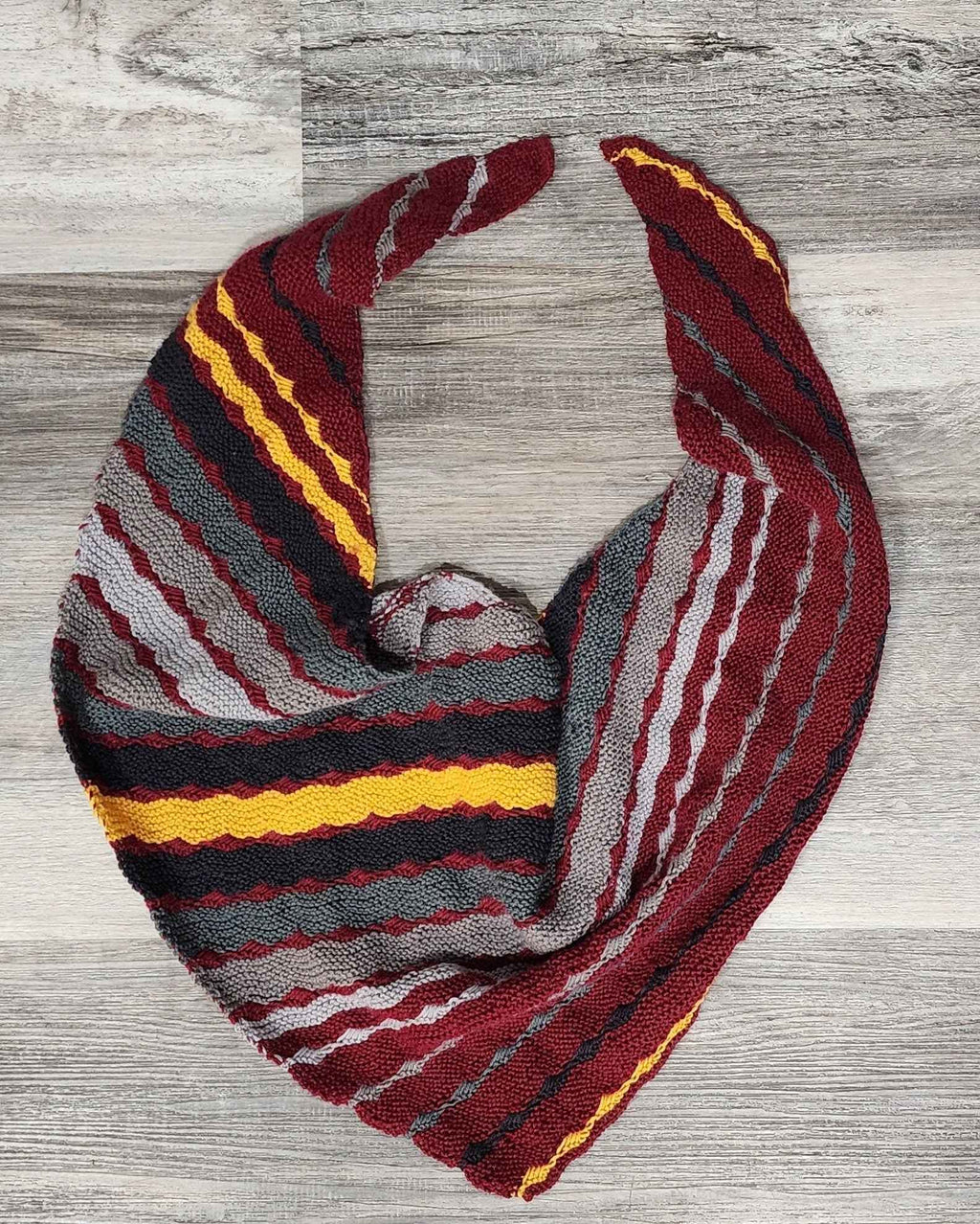 Joker and the Thief Burgundy, Gray, and Yellow Triangle Scarf