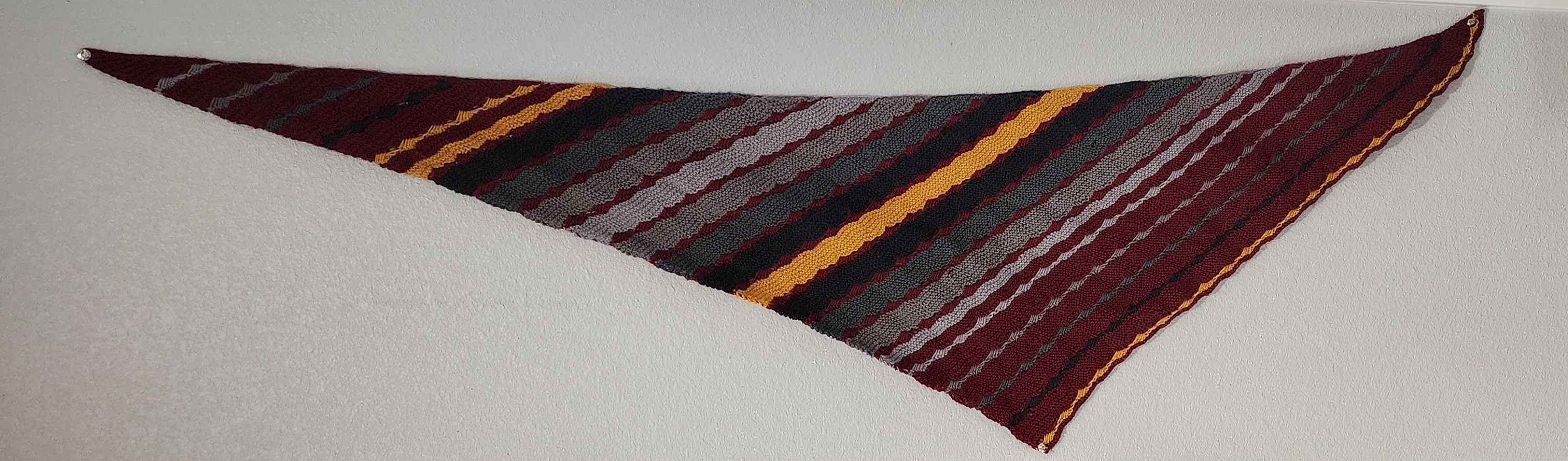 Joker and the Thief Burgundy, Gray, and Yellow Triangle Scarf