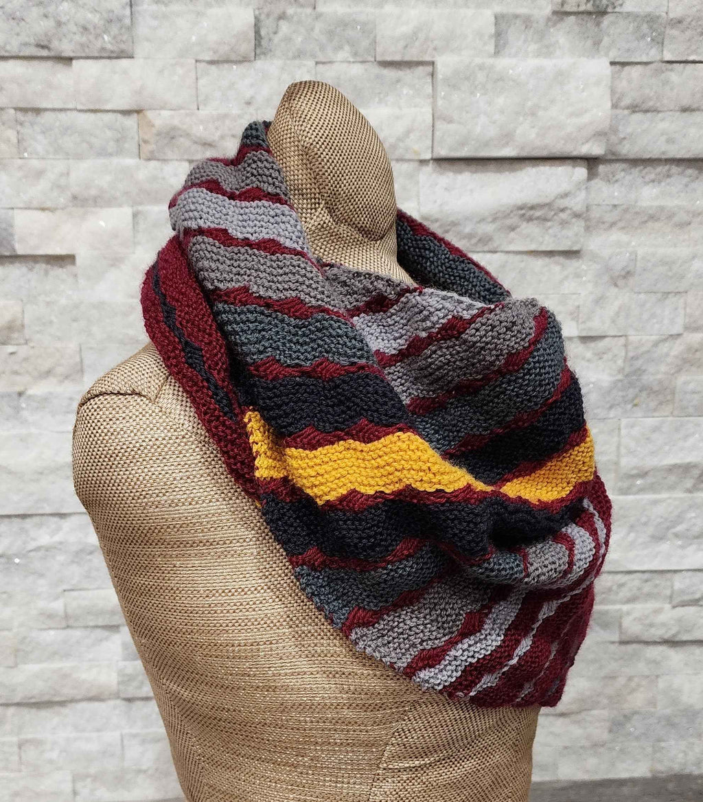 Joker and the Thief Burgundy, Gray, and Yellow Triangle Scarf