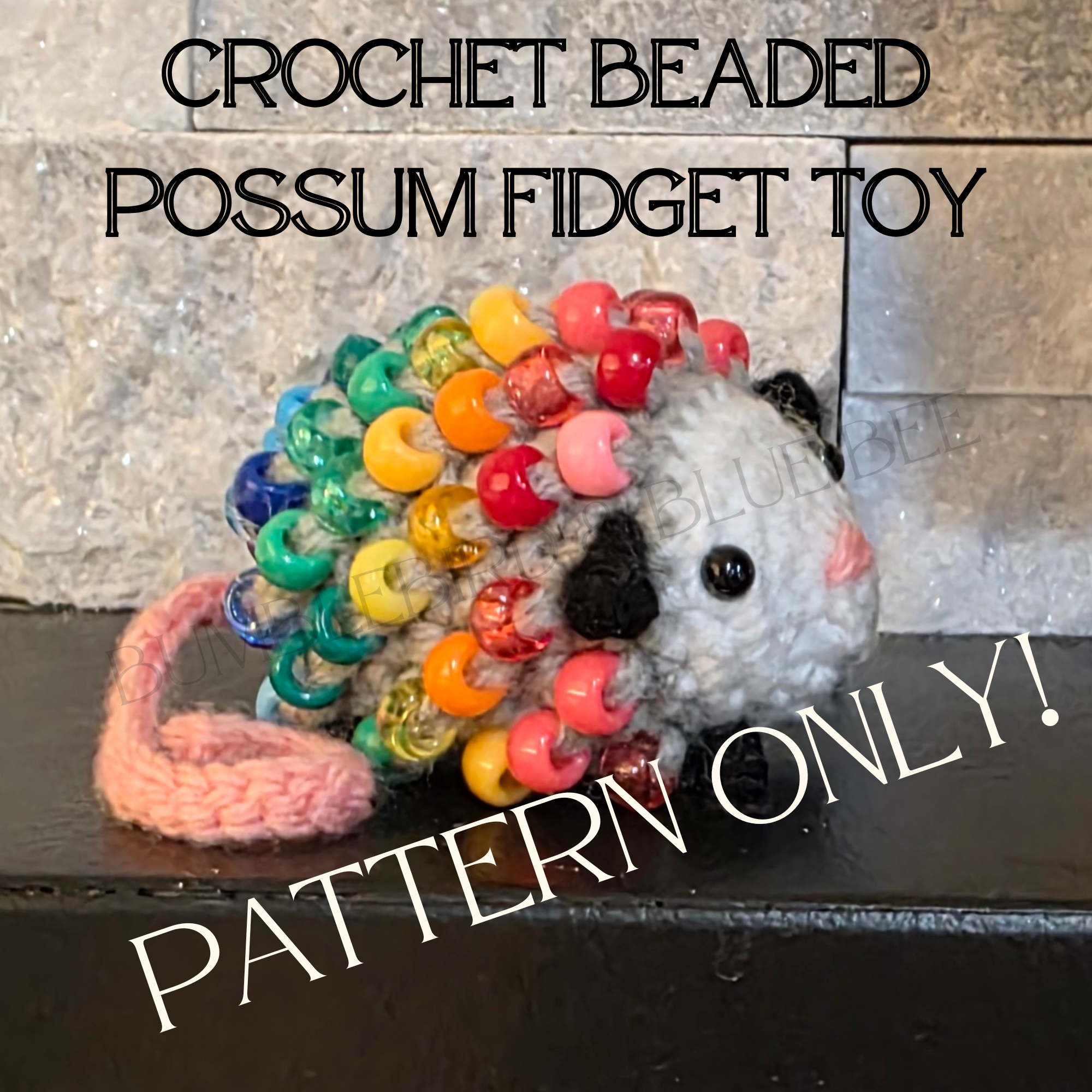 Crochet Beaded Possum Fidget and Sensory Toy - Easy/Beginner Level Amigurumi Pattern
