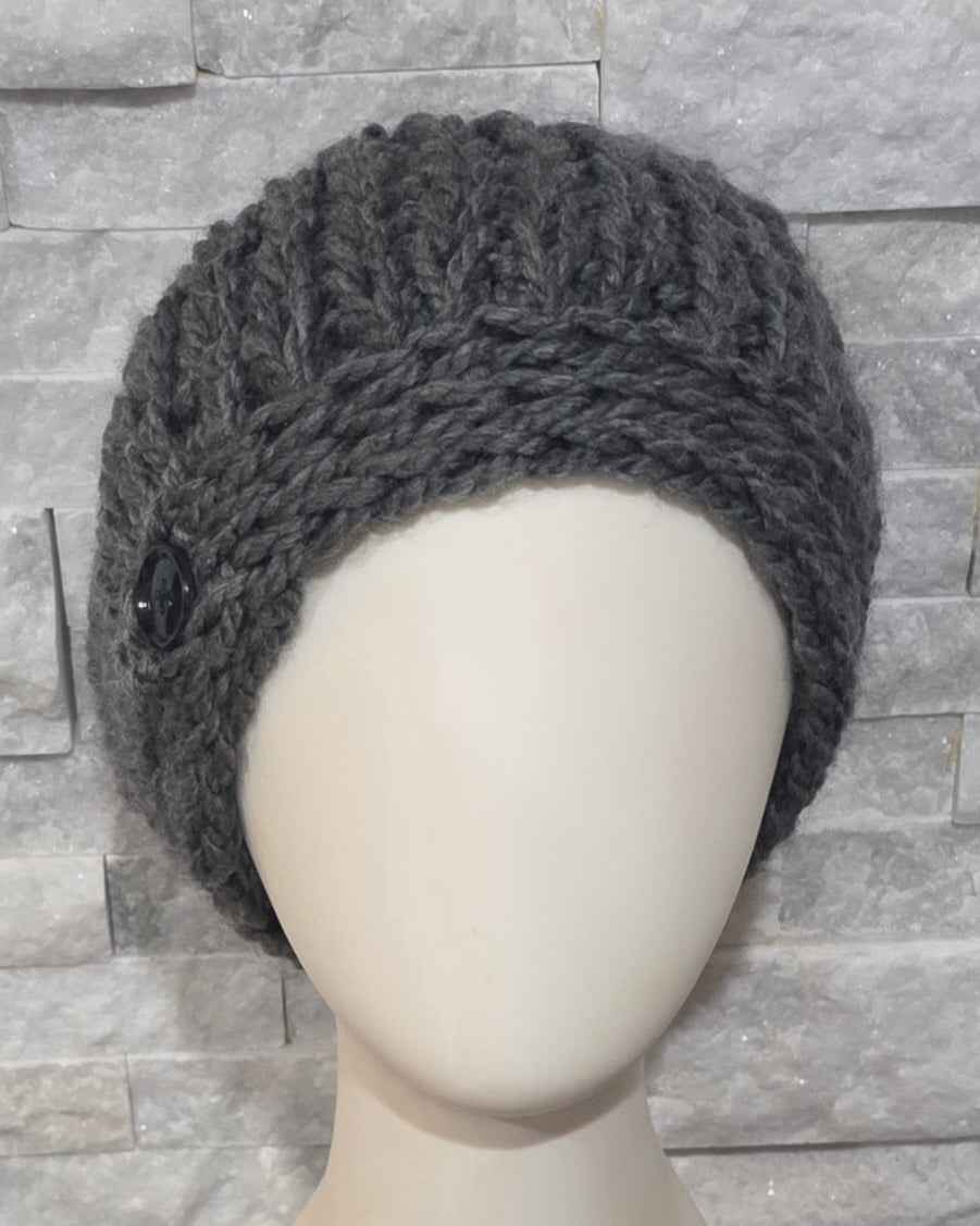 Ultra-Soft Slouchy Beret - Hand Knit With Button