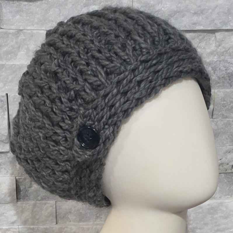 Ultra-Soft Slouchy Beret - Hand Knit With Button