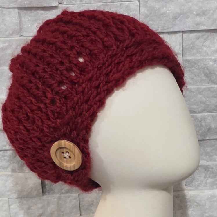Ultra-Soft Slouchy Beret - Hand Knit With Button