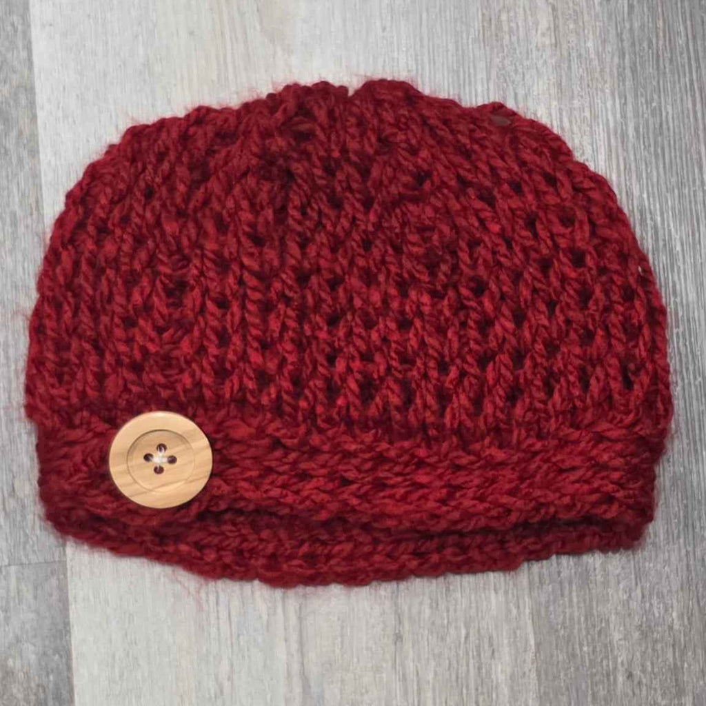 Ultra-Soft Slouchy Beret - Hand Knit With Button