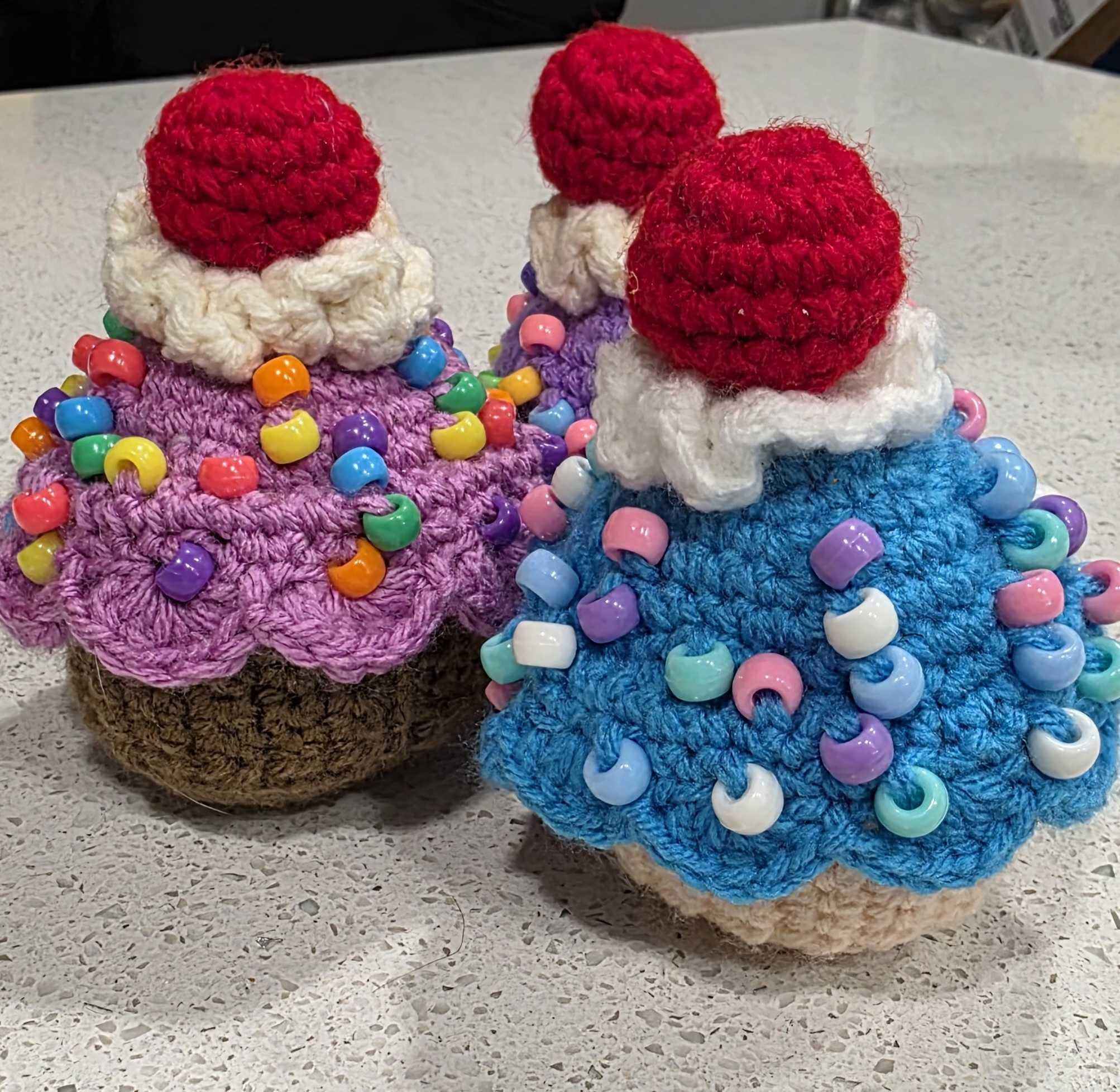 Let's Celebrate! Crochet Cupcake Toy - with/without Fidget/Sensory Beads