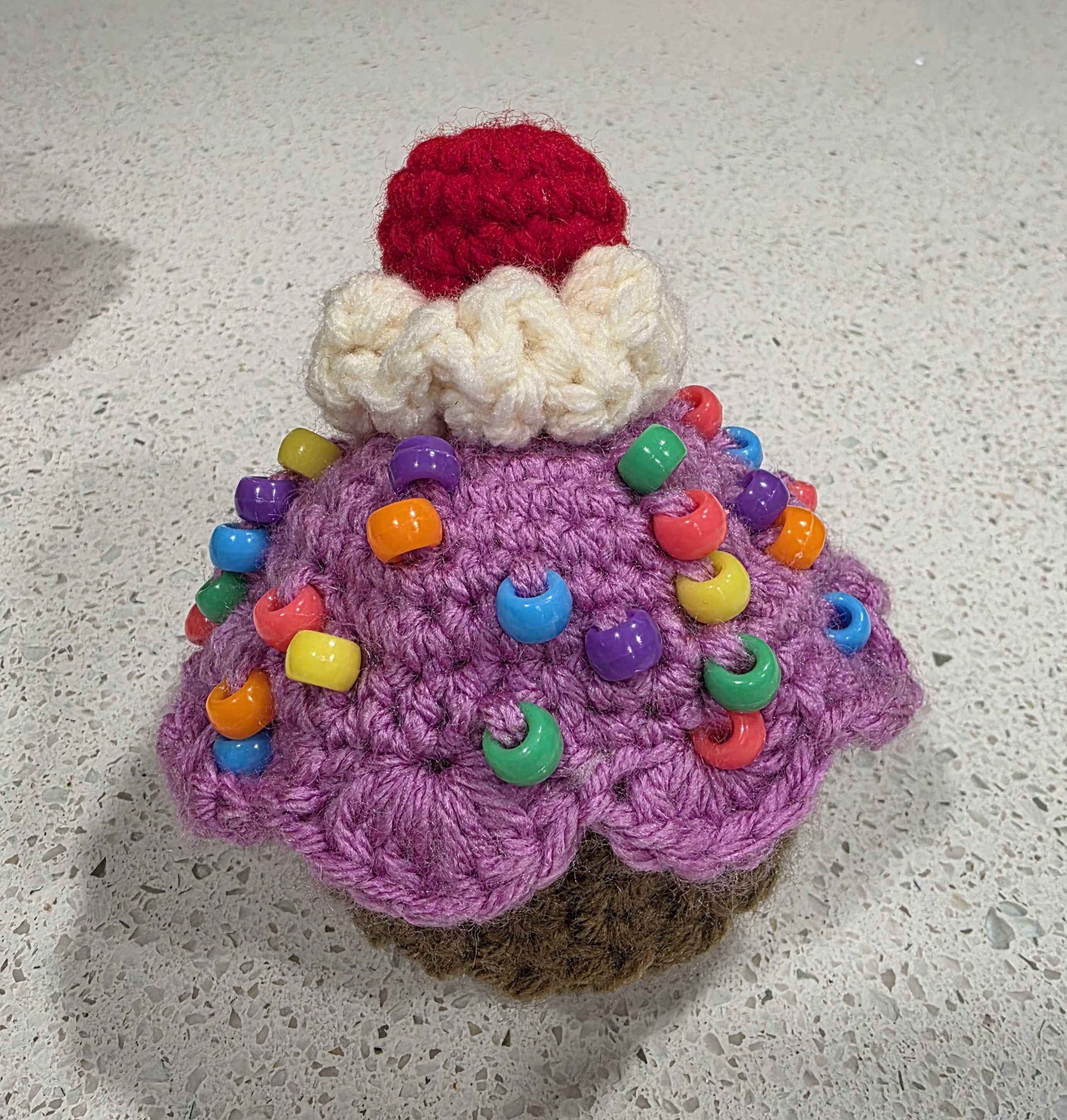 Let's Celebrate! Crochet Cupcake Toy - with/without Fidget/Sensory Beads